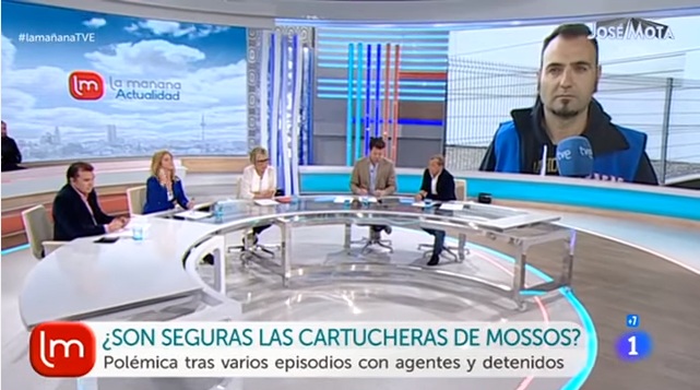 1-4-2016. DECLARACIONS USPAC.   RTVE1: "¿SON SEGURAS LAS CARTUCHERAS DE LOS MOSSOS?"