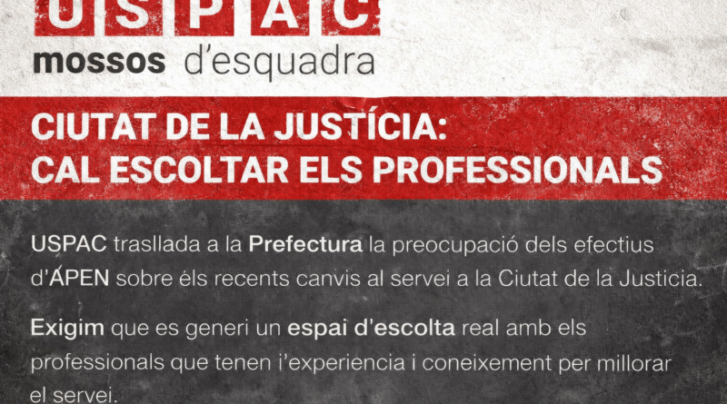 USPAC EXIGEIX SOLUCIONS REALS A LA SITUACI&Oacute; D&rsquo;APEN A LA CIUTAT DE LA JUST&Iacute;CIA