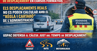 USPAC REITERA LA REVISI&Oacute; DEL C&Ograve;MPUT DEL TEMPS DE DESPLA&Ccedil;AMENT EN CURSOS FORMATIUS