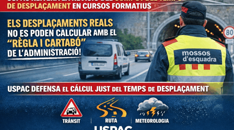 USPAC REITERA LA REVISI&Oacute; DEL C&Ograve;MPUT DEL TEMPS DE DESPLA&Ccedil;AMENT EN CURSOS FORMATIUS