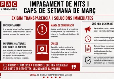 USPAC-USCOP EXIGIM EL PAGAMENT IMMEDIAT DE LES NITS I CAPS DE SETMANA DEL MES DE MAR&Ccedil;