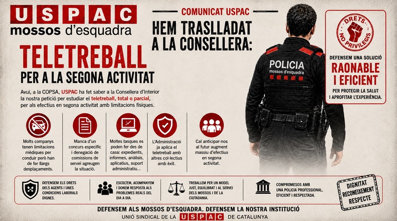 USPAC TRASLLADA A COPSA LA PROPOSTA DE TELETREBALL PER A LA SEGONA ACTIVITAT