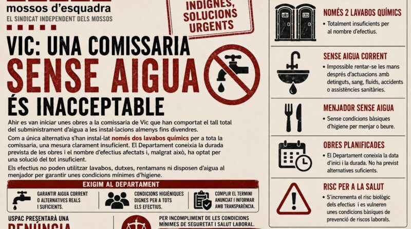 VIC: UNA COMISSARIA SENSE AIGUA &Eacute;S INACCEPTABLE