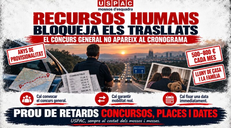 RECURSOS HUMANS NO VOL QUE ELS MOSSOS TORNIN A CASA AMB LES SEVES FAM&Iacute;LIES