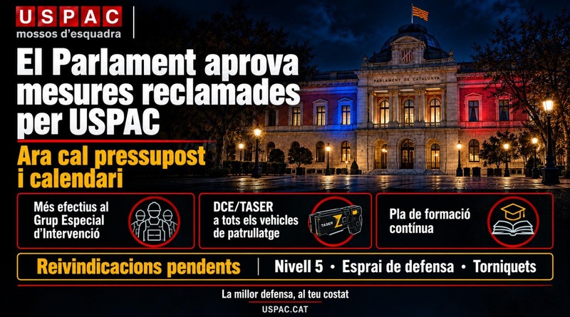EL PARLAMENT APROVA MESURES QUE USPAC FA TEMPS QUE RECLAMA A LA CONSELLERA