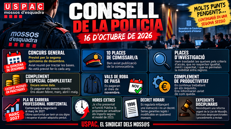 CONSELL DE LA POLICIA 16 D&rsquo;OCTUBRE DE 2026